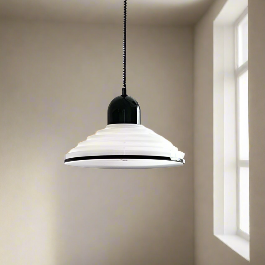 French Cream Wind Glass Pendant Light – Elegant Warm Glow Hanging Lamp (E27)