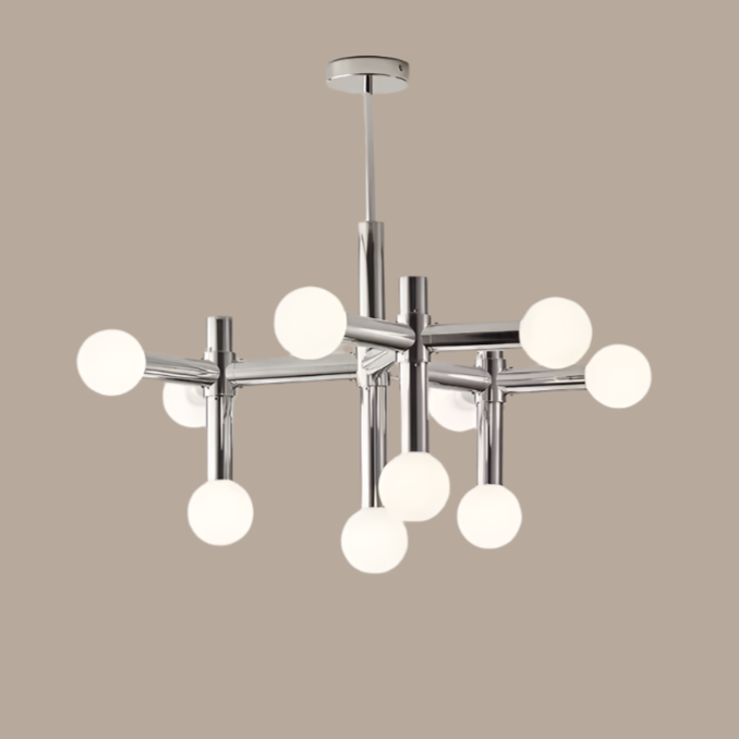 Scandinavian Glass Globe Chandelier – Minimalist Elegance with Bauhaus Inspiration