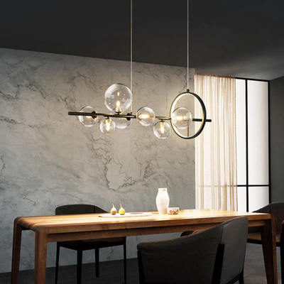 Bubble Glass Chandelier – Unique Transparent Floating Light Fixture (G4, Adjustable 150cm)
