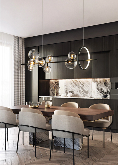 Bubble Glass Chandelier – Unique Transparent Floating Light Fixture (G4, Adjustable 150cm)