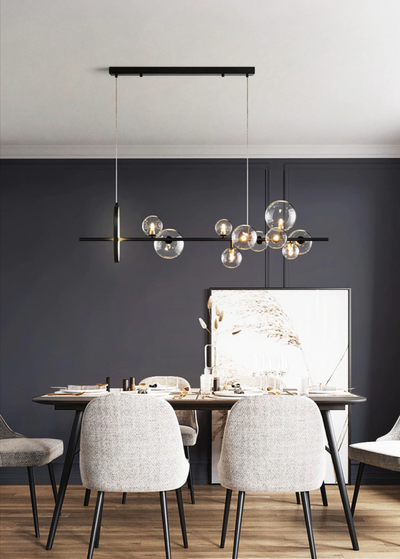 Bubble Glass Chandelier – Unique Transparent Floating Light Fixture (G4, Adjustable 150cm)