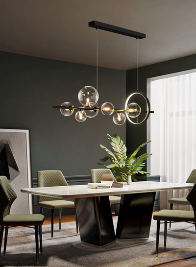 Bubble Glass Chandelier – Unique Transparent Floating Light Fixture (G4, Adjustable 150cm)