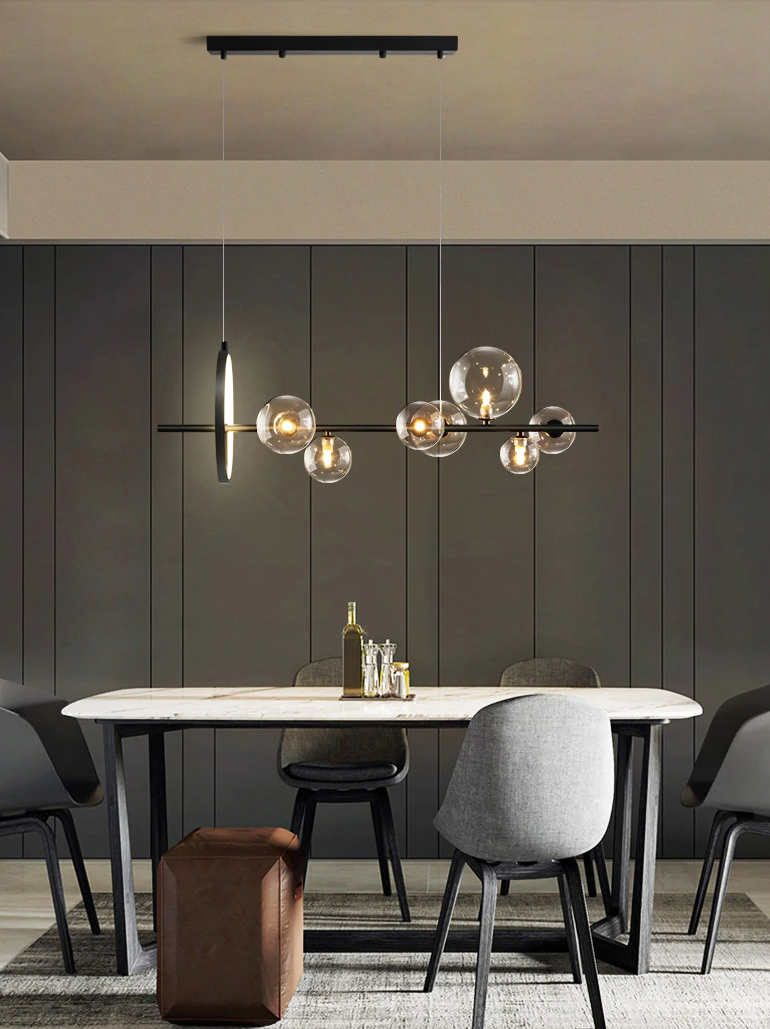 Bubble Glass Chandelier – Unique Transparent Floating Light Fixture (G4, Adjustable 150cm)
