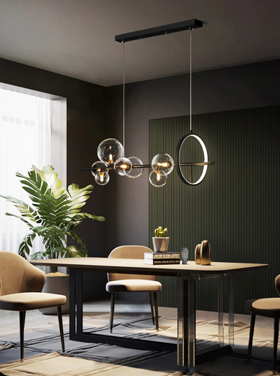 Bubble Glass Chandelier – Unique Transparent Floating Light Fixture (G4, Adjustable 150cm)