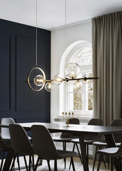 Bubble Glass Chandelier – Unique Transparent Floating Light Fixture (G4, Adjustable 150cm)