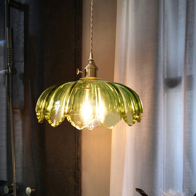 High-Transparency Glass & Copper Pendant Light – Elegant, Romantic Illumination