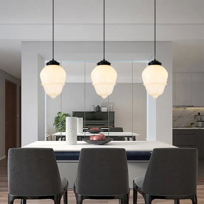 Vintage Geometric Milk Glass Pendant Light – Timeless Elegance with a Modern Touch