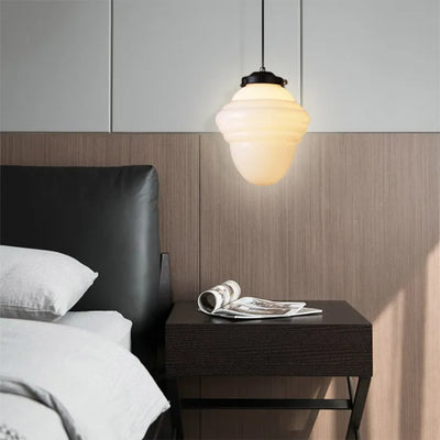 Vintage Geometric Milk Glass Pendant Light – Timeless Elegance with a Modern Touch