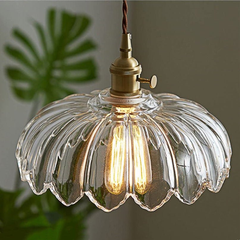 High-Transparency Glass & Copper Pendant Light – Elegant, Romantic Illumination