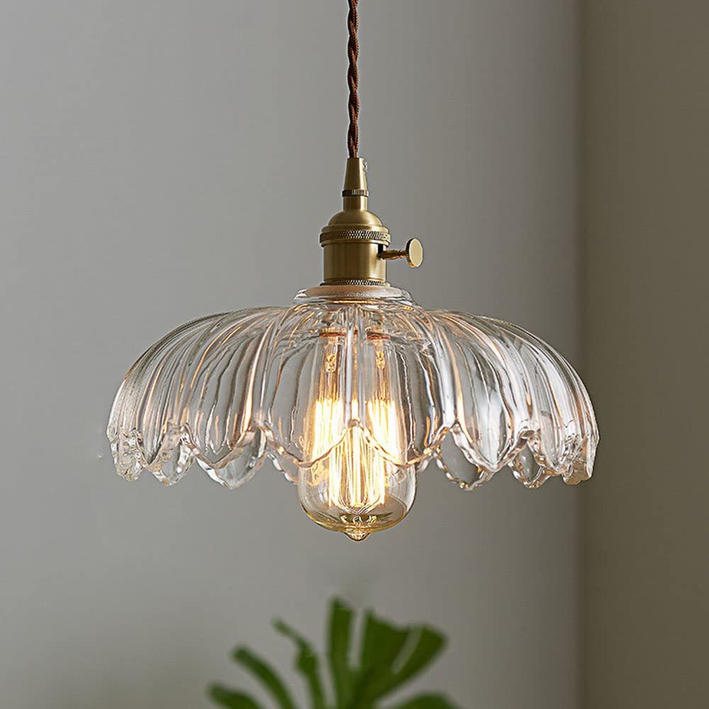 High-Transparency Glass & Copper Pendant Light – Elegant, Romantic Illumination