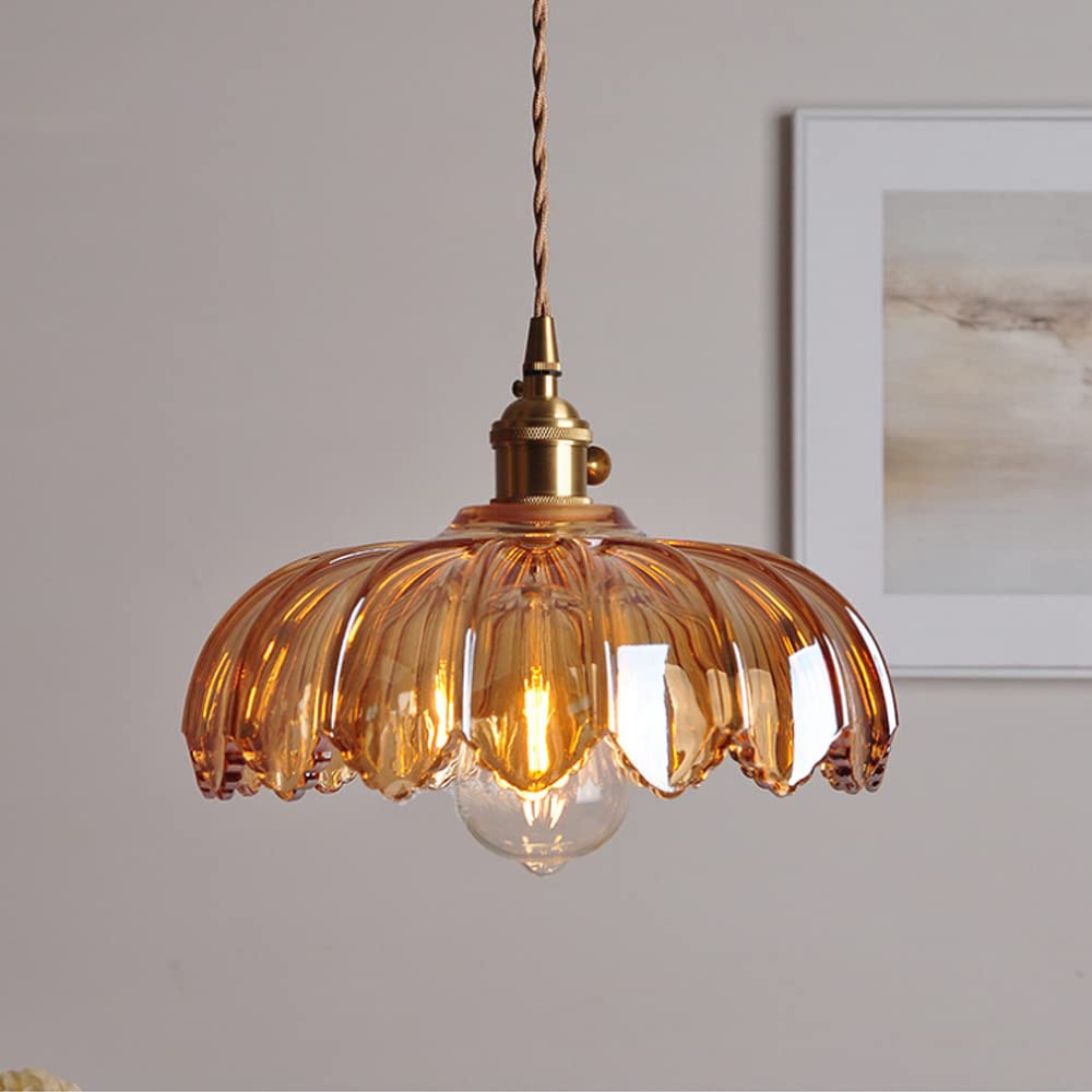 High-Transparency Glass & Copper Pendant Light – Elegant, Romantic Illumination