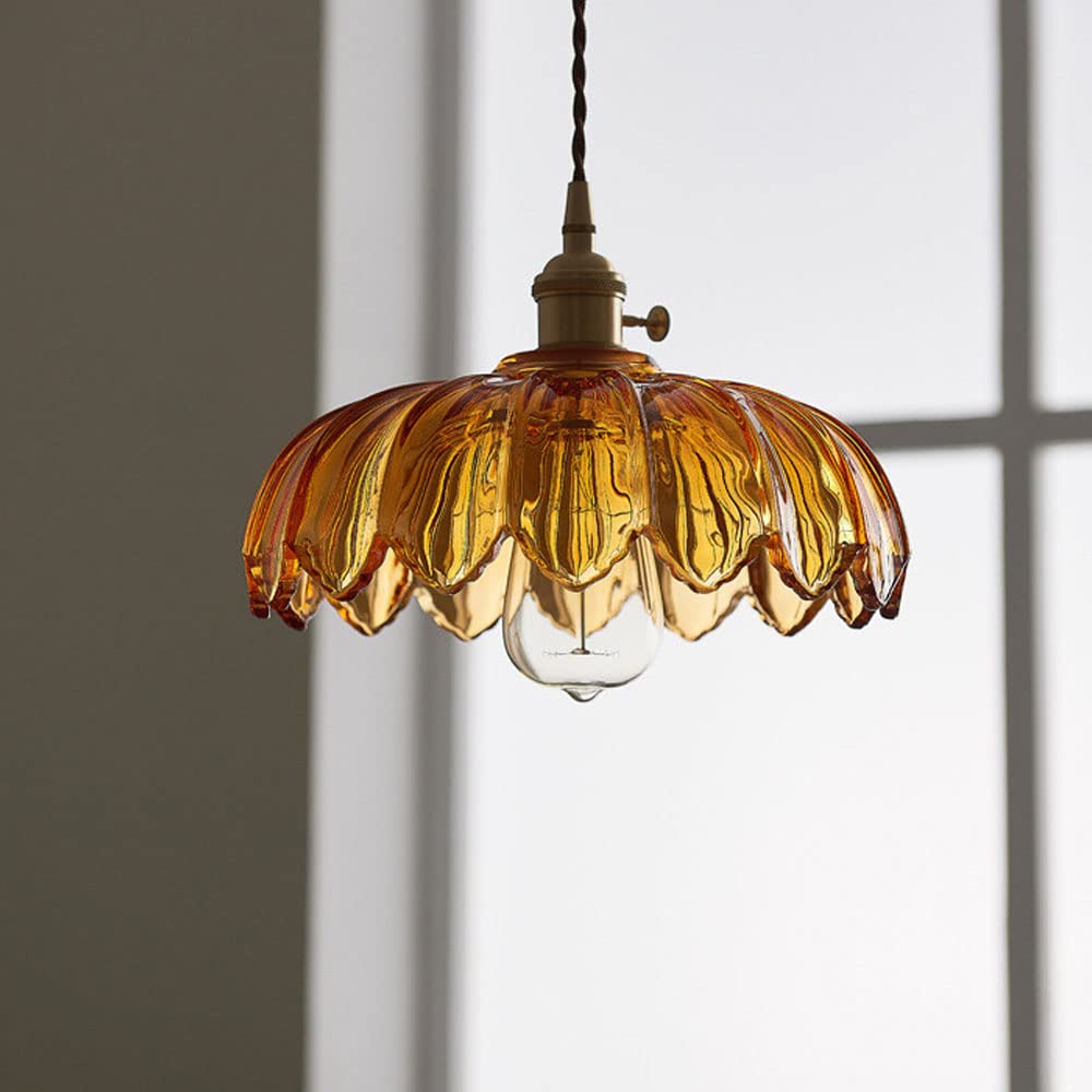 High-Transparency Glass & Copper Pendant Light – Elegant, Romantic Illumination