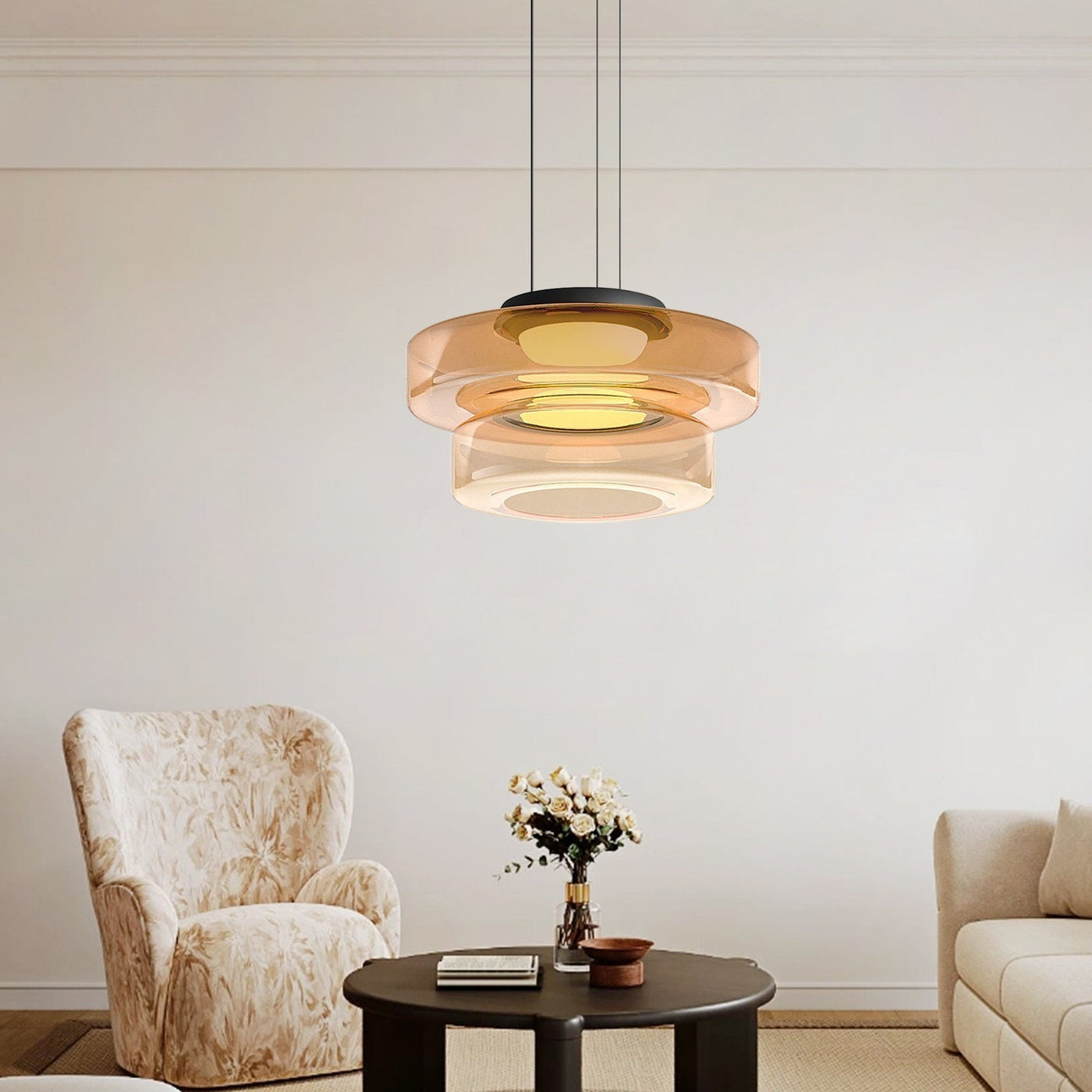Moon Pendant Light – Elegant Glass Hanging Lamp with Adjustable Suspension (12W LED, Warm Light)
