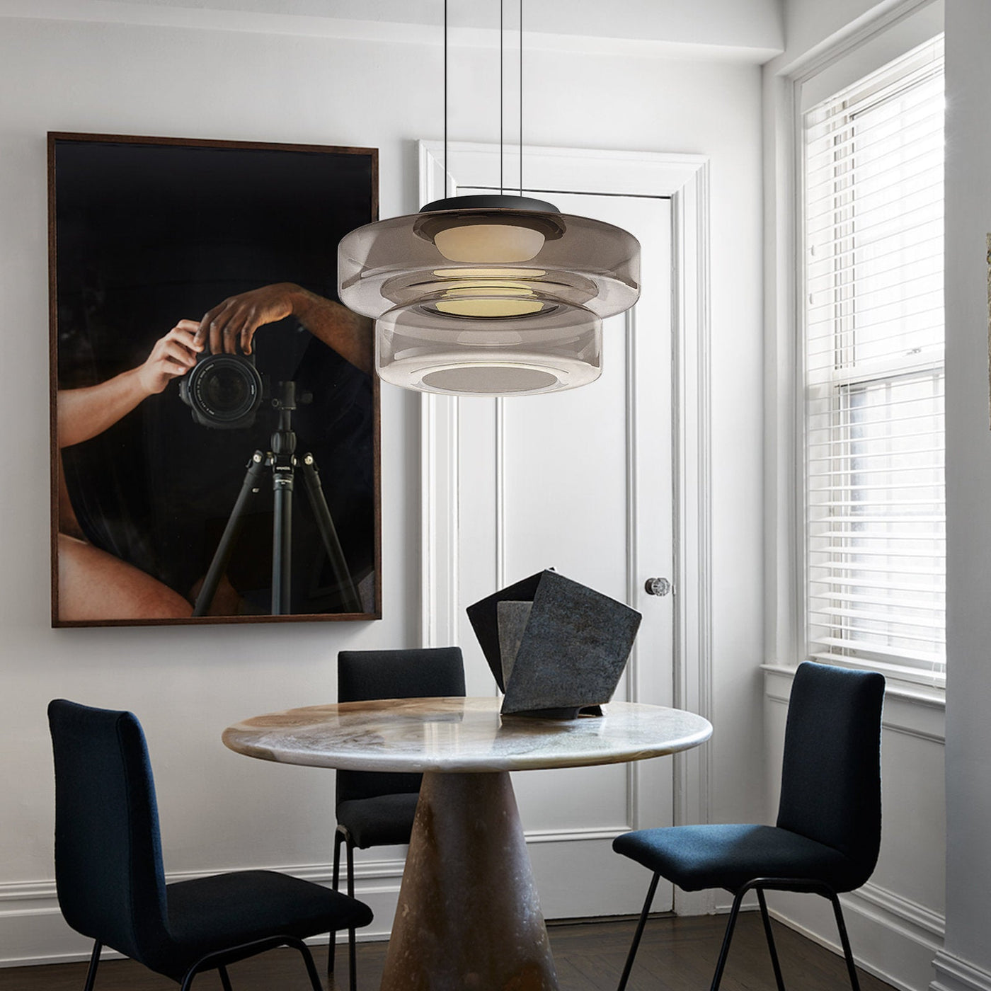 Moon Pendant Light – Elegant Glass Hanging Lamp with Adjustable Suspension (12W LED, Warm Light)