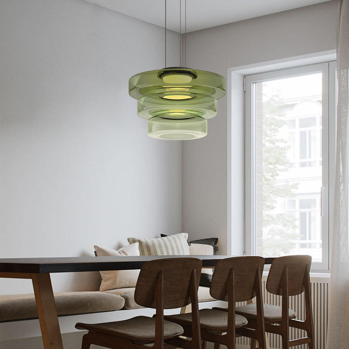 Moon Pendant Light – Elegant Glass Hanging Lamp with Adjustable Suspension (12W LED, Warm Light)