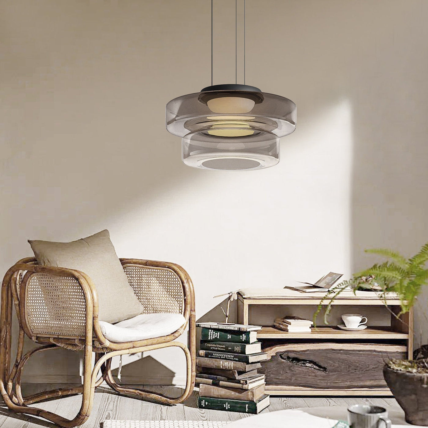 Moon Pendant Light – Elegant Glass Hanging Lamp with Adjustable Suspension (12W LED, Warm Light)