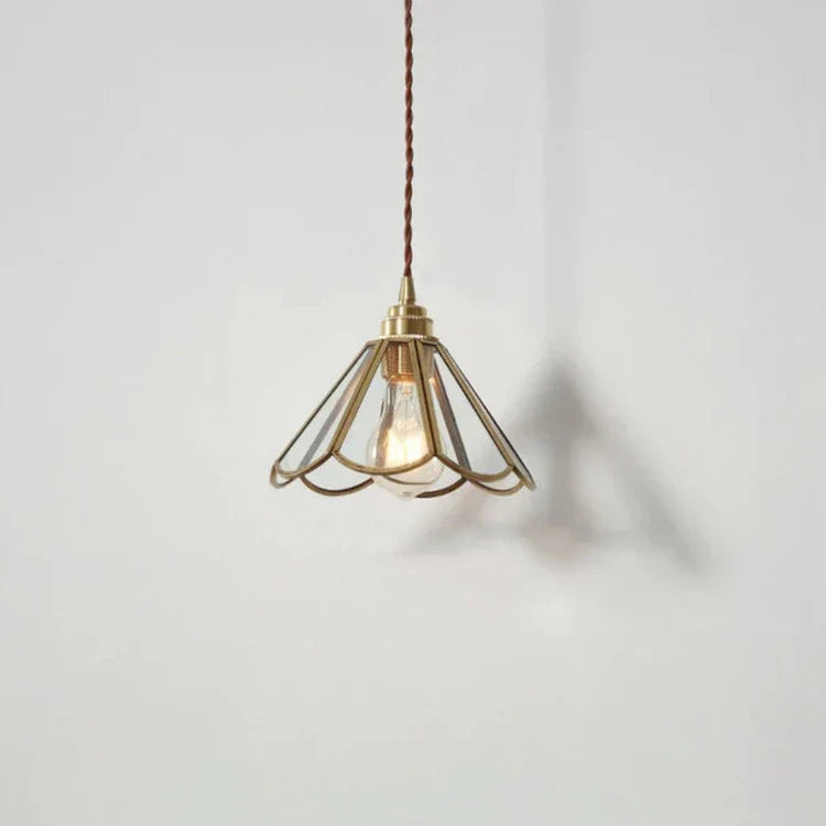 Elegant Clear Glass Pendant Light – Modern Hanging Lamp with Brass Finish