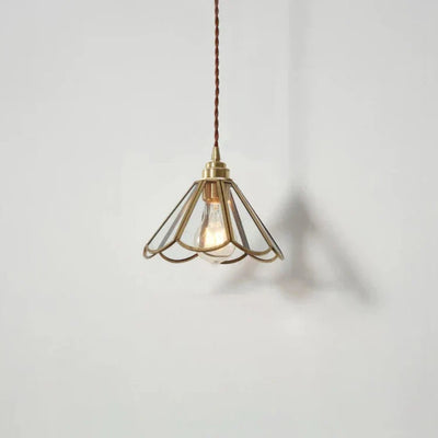Elegant Clear Glass Pendant Light – Modern Hanging Lamp with Brass Finish