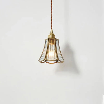 Elegant Clear Glass Pendant Light – Modern Hanging Lamp with Brass Finish