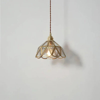 Elegant Clear Glass Pendant Light – Modern Hanging Lamp with Brass Finish