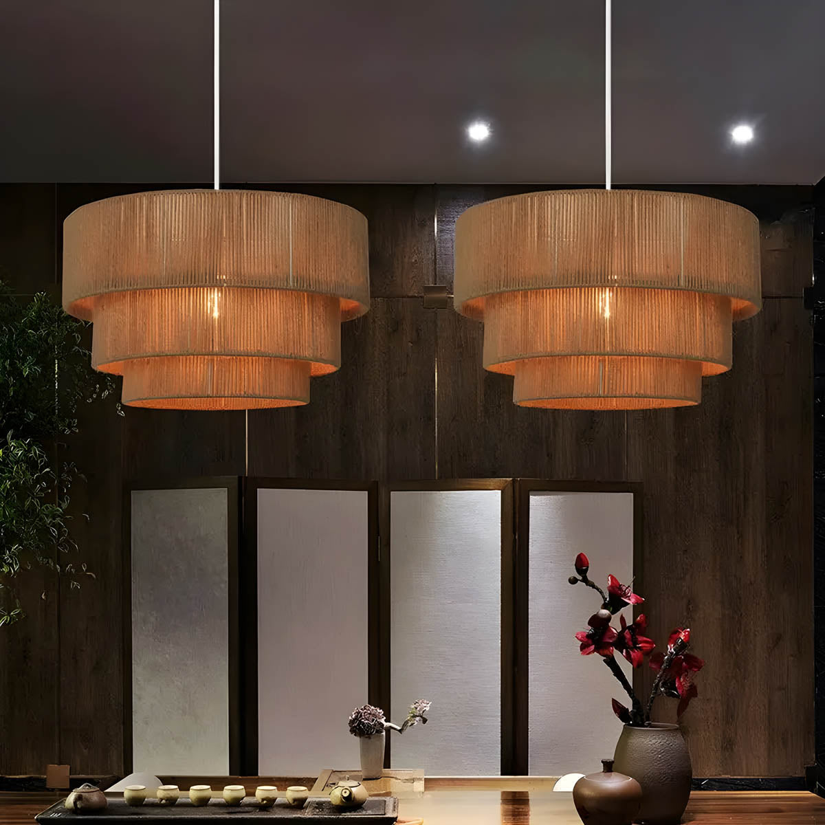 Rustic Rope Pendant Light – Handcrafted Metal & Natural Fibre Lamp