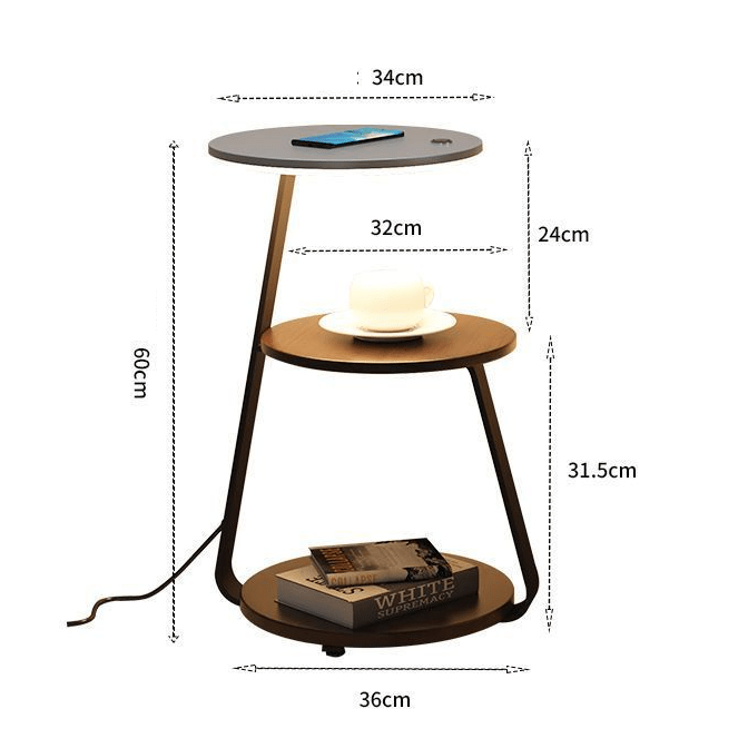 Modern Side Table – Durable Steel Frame with Stone or Wood Finish
