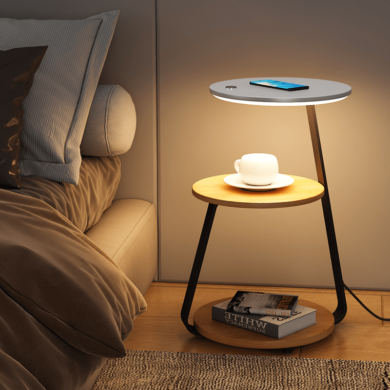 Modern Side Table – Durable Steel Frame with Stone or Wood Finish