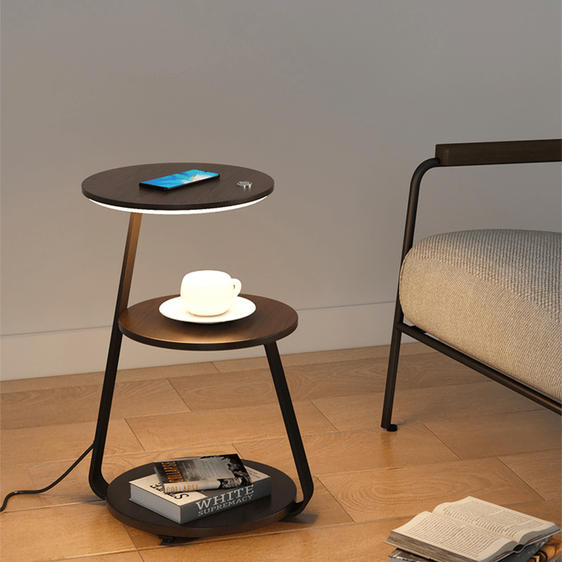 Modern Side Table – Durable Steel Frame with Stone or Wood Finish