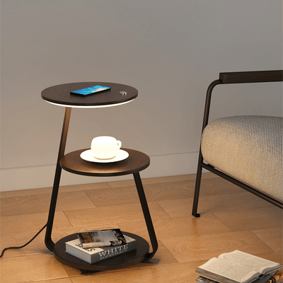 Modern Side Table – Durable Steel Frame with Stone or Wood Finish