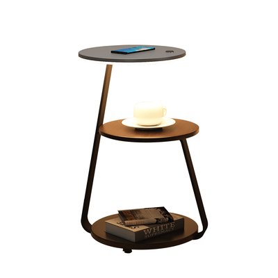 Modern Side Table – Durable Steel Frame with Stone or Wood Finish