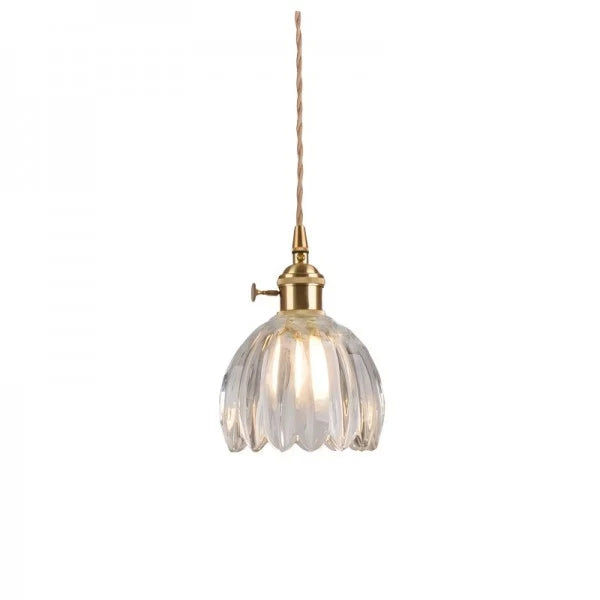 Japanese Retro Glass Flower Pendant Light – Elegant Floral Design for Warm Ambience