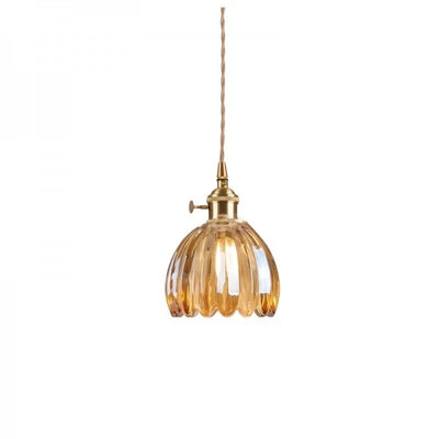 Japanese Retro Glass Flower Pendant Light – Elegant Floral Design for Warm Ambience