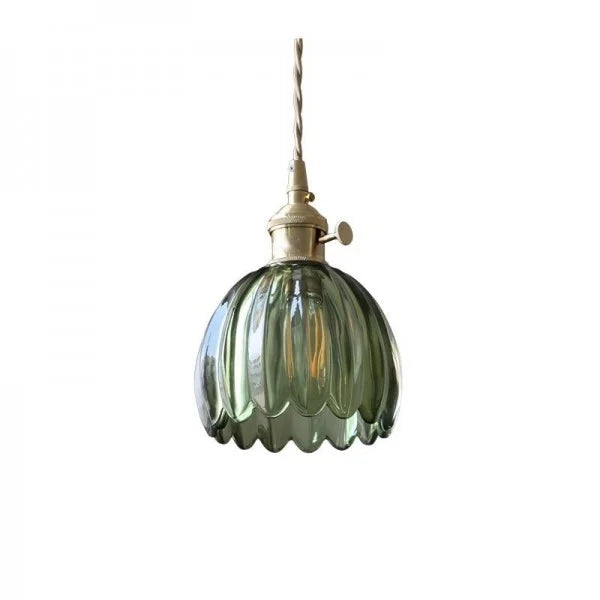 Japanese Retro Glass Flower Pendant Light – Elegant Floral Design for Warm Ambience