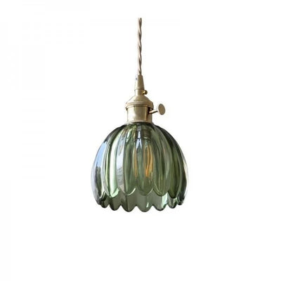Japanese Retro Glass Flower Pendant Light – Elegant Floral Design for Warm Ambience