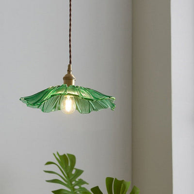 Creative Glass Pendant Light – Vintage Lotus-Inspired Hanging Lamp (E27, 60W)