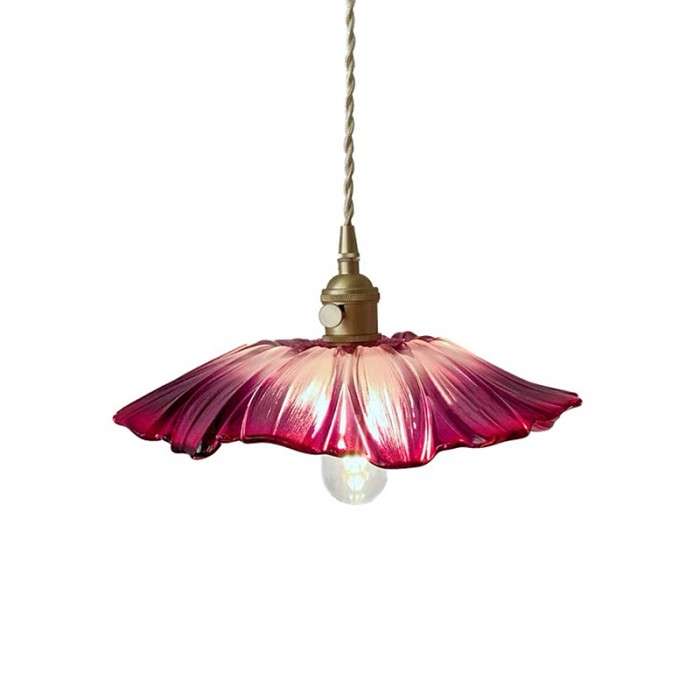 Creative Glass Pendant Light – Vintage Lotus-Inspired Hanging Lamp (E27, 60W)