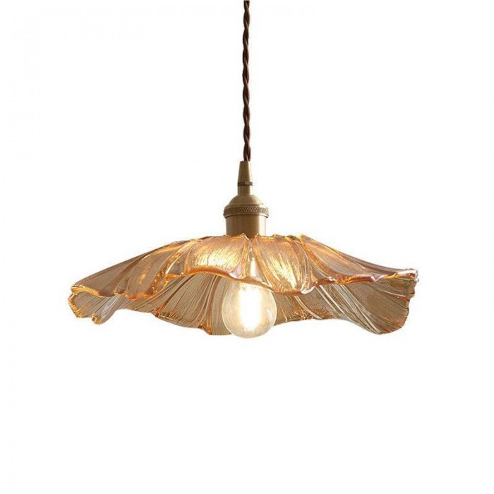 Creative Glass Pendant Light – Vintage Lotus-Inspired Hanging Lamp (E27, 60W)