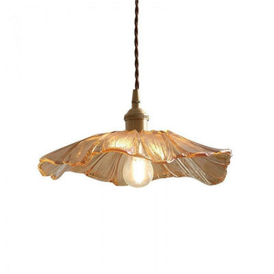 Creative Glass Pendant Light – Vintage Lotus-Inspired Hanging Lamp (E27, 60W)