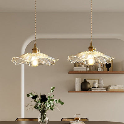Creative Glass Pendant Light – Vintage Lotus-Inspired Hanging Lamp (E27, 60W)