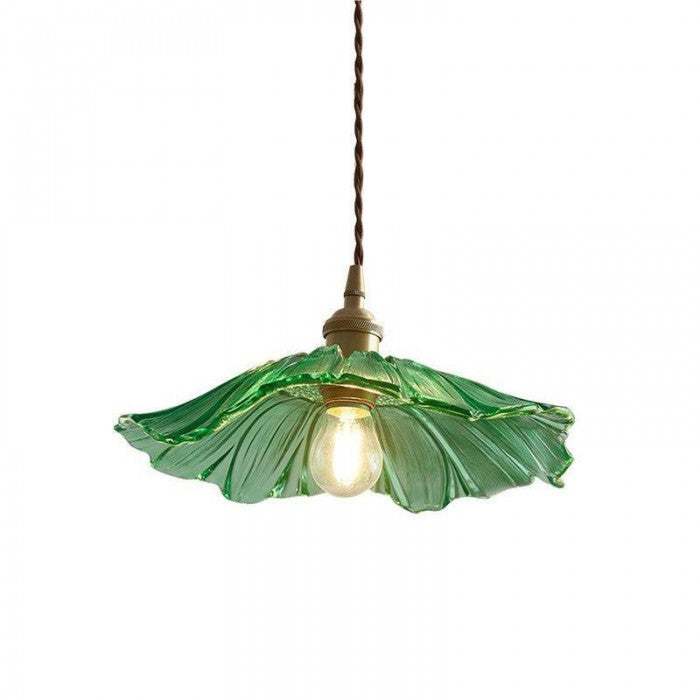 Creative Glass Pendant Light – Vintage Lotus-Inspired Hanging Lamp (E27, 60W)