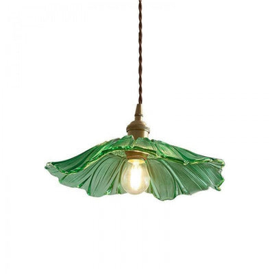 Creative Glass Pendant Light – Vintage Lotus-Inspired Hanging Lamp (E27, 60W)