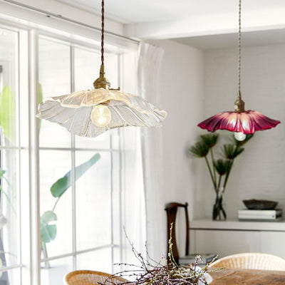 Creative Glass Pendant Light – Vintage Lotus-Inspired Hanging Lamp (E27, 60W)