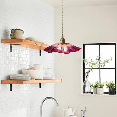 Creative Glass Pendant Light – Vintage Lotus-Inspired Hanging Lamp (E27, 60W)