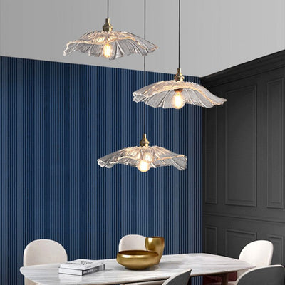 Creative Glass Pendant Light – Vintage Lotus-Inspired Hanging Lamp (E27, 60W)