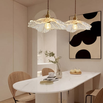 Creative Glass Pendant Light – Vintage Lotus-Inspired Hanging Lamp (E27, 60W)