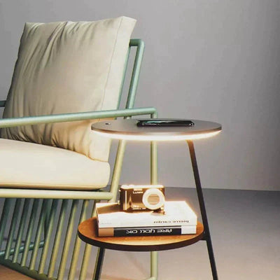 Modern Side Table – Durable Steel Frame with Stone or Wood Finish