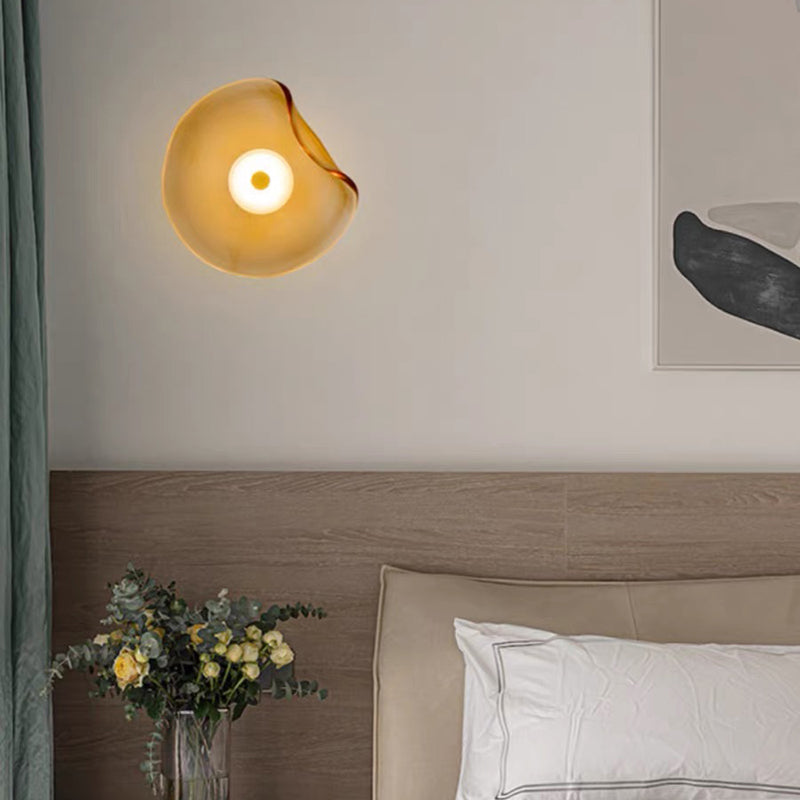 Modern Decorative Wall Light – Amber Smoked Glass & Metal Design