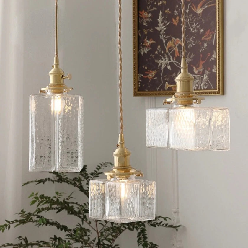 Luna – Modern & Retro Glass Pendant Light with Gold Cord