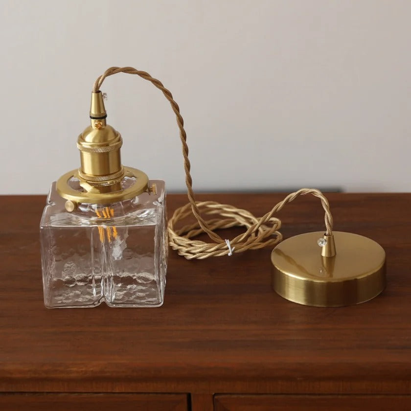 Luna – Modern & Retro Glass Pendant Light with Gold Cord