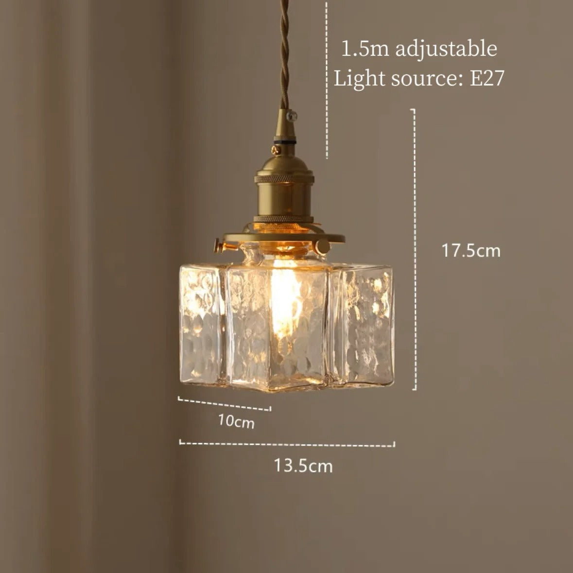 Luna – Modern & Retro Glass Pendant Light with Gold Cord